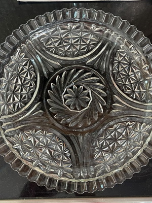 Vintage Crystal Round Serving Platter 31cm like new