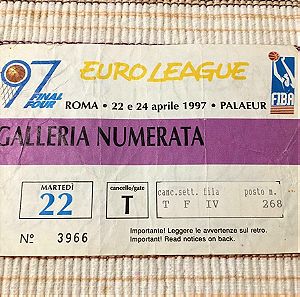 εισιτηριο μπασκετ φαιναλ φορ ρωμη ολυμπιακος 1997 ευρωλιγκα