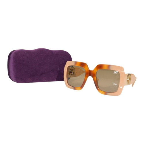 Gucci GG1022S oversized square sunglasses amber peach