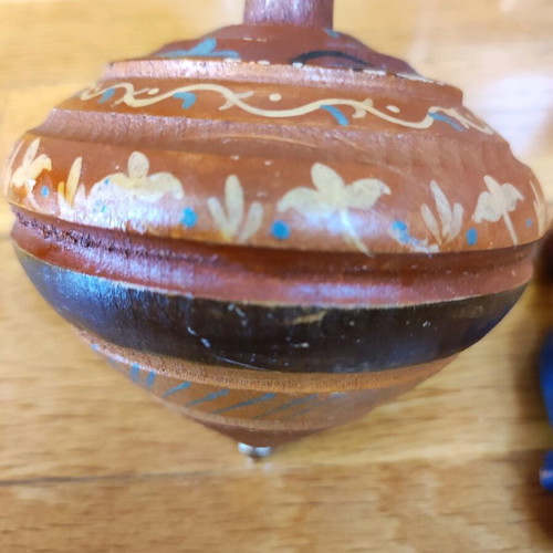 Wooden spinning top large used, handmade, heavy