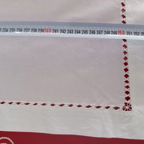 Tablecloth large vintage white with handmade finish 195x255 cm like new