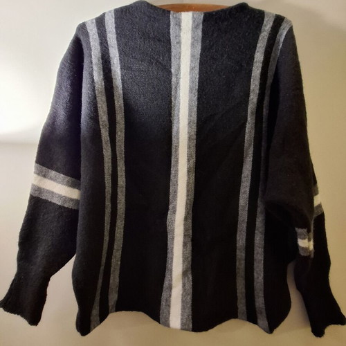 Winter blouse like new with bat design on sleeves, black and grey
