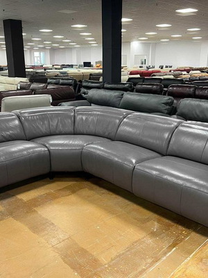 Dark gray leather corner sofa with electric relaxing mechanism new