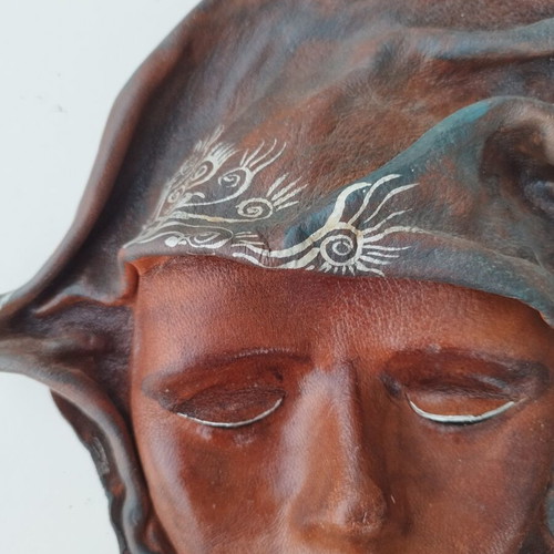 Decorative mask made of genuine leather, handmade in Africa