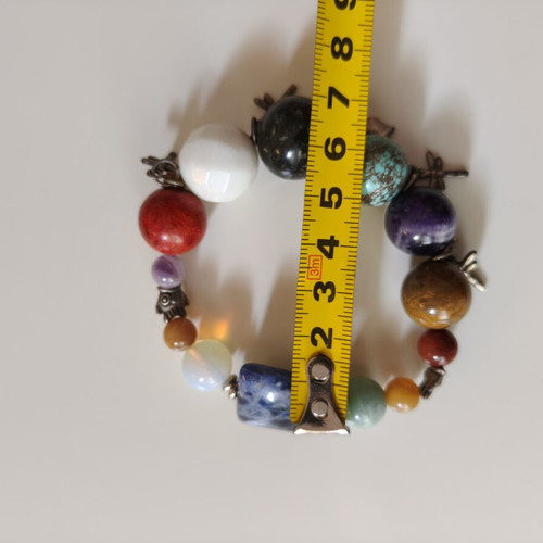 Multicolor bracelet like new with semi-precious stones and metal details