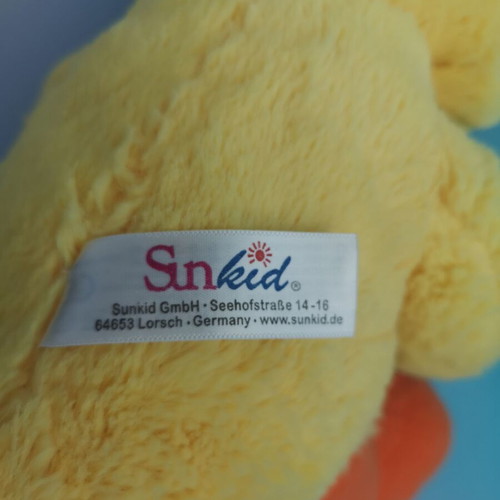Sunkid plush duck or chick, yellow, 25 cm, Germany