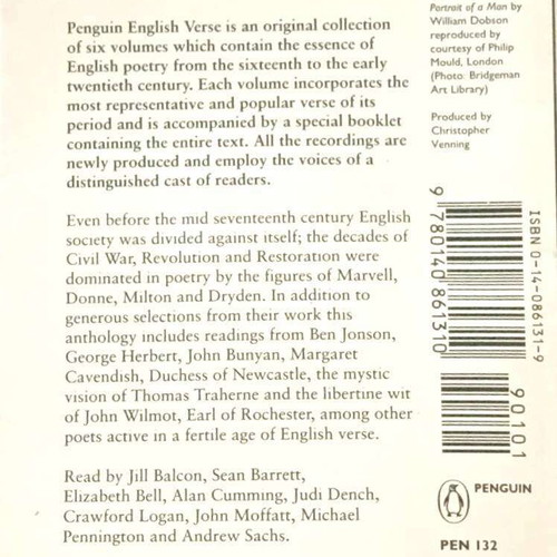Penguin Classics English Verse Volume 2 used, seventeenth century Donne to Rochester
