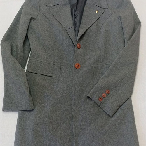 Women's long grey jacket size small with lining like new