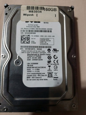 Western Digital HDD drive 160GB SATA 7200 RPM used