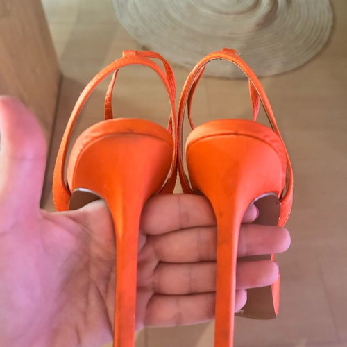 Asos orange satin heels like new, size 37