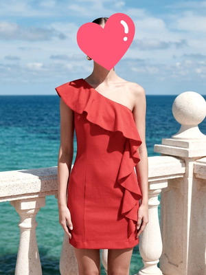 Red One-shoulder Party Dress Warehouse used, size S