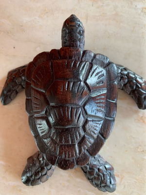 Wooden carved turtle decorative handmade, new, 11 cm