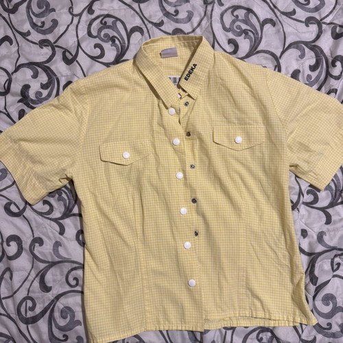 Plaid shirt like new, yellow with studs