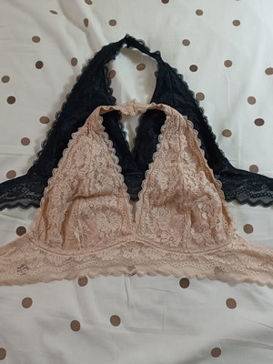 Shein lace halter bras new, black and beige