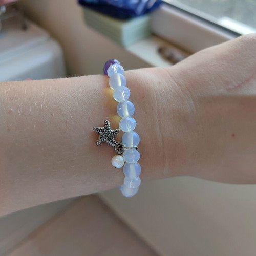 Moonstone bracelet, Pisces zodiac sign, natural stone