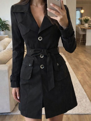 Black CAM Trench Coat size M like new