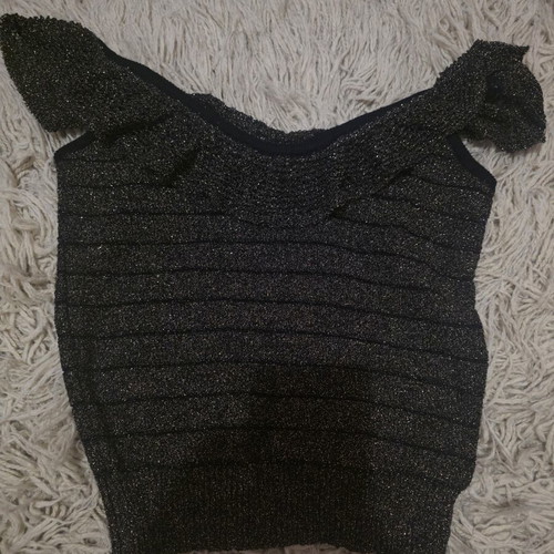 Shiny knitted blouse like new, black and gold, size S