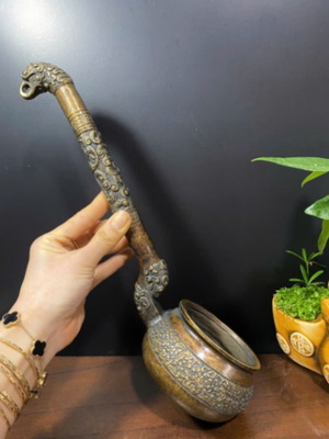 Antique Vietnamese bronze vessel used with dragon and floral design