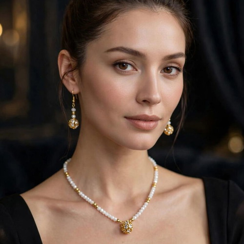 Handmade white and gold elegant jewelry set new