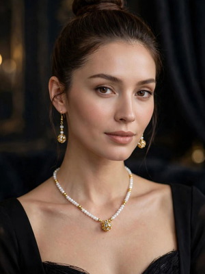 Handmade white and gold elegant jewelry set new