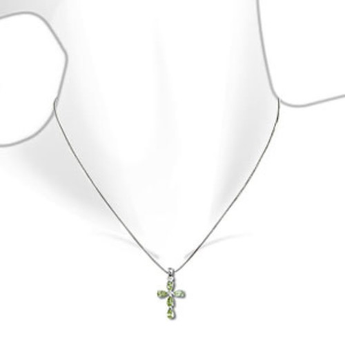 Silver 925 cross with peridot new