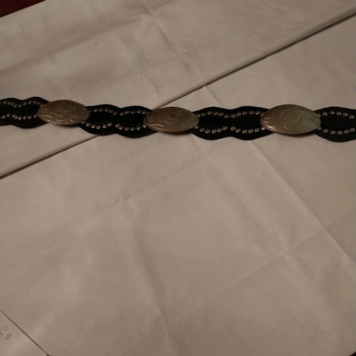 Ethnic belt like new, black with metal details
