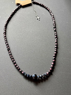 Handmade necklace with beads and steel extension new