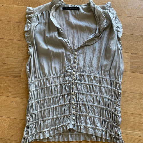 Ruffle top Zara grey size XS new