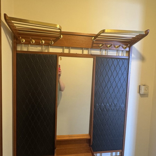 Vintage hallway set used, coat rack and umbrella stand 100x120