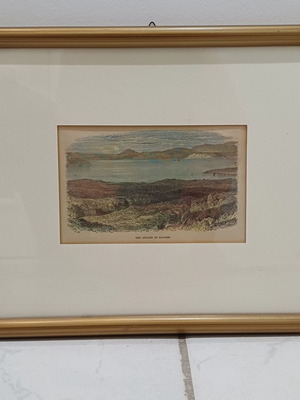 Lithograph "The Straits of Salamis" used, 31cm x 25cm