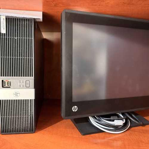 HP RP5 5810 POS computer with HP L6015tm 15” touch monitor used