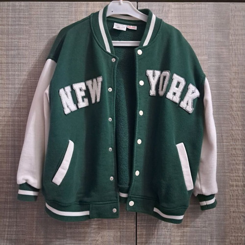 Zara college jacket for boy 5-6 years 116cm like new, white and green
