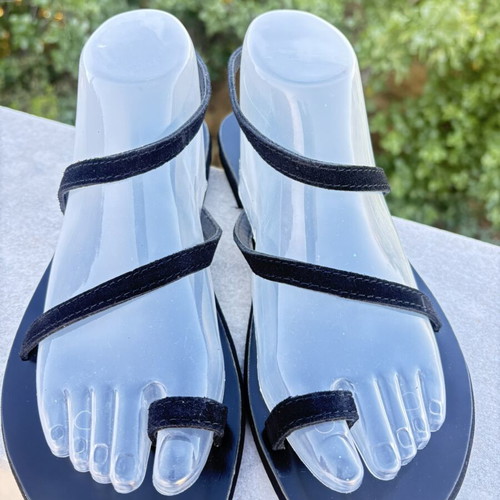 Leather sandals black size 39 new with suede straps