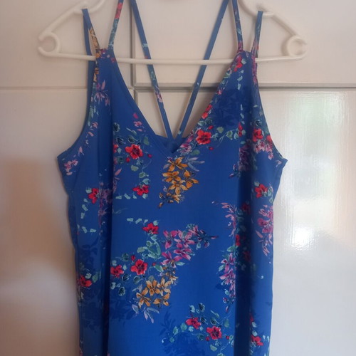 Primark Blue Floral Strap Top size M like new
