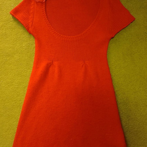 Knitted red blouse dress, size S
