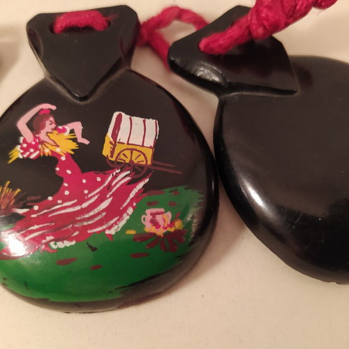 Castanets vintage, two pairs, plastic, like new