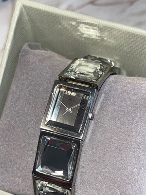 Guess wristwatch women's silver like new with original box and extension