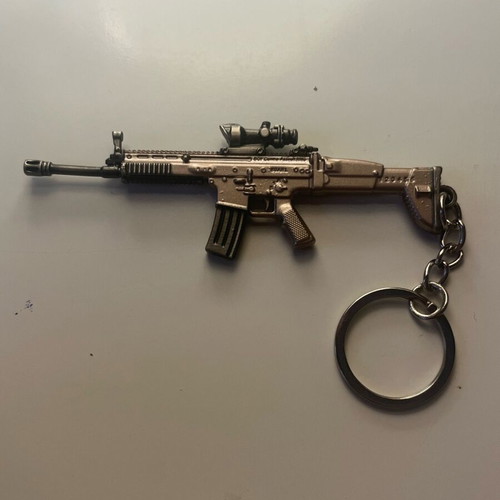 PUBG Miniature Gun Keychain Tactical Scar-L new, beige silver