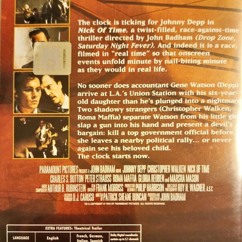 Nick of Time DVD like new with subtitles
