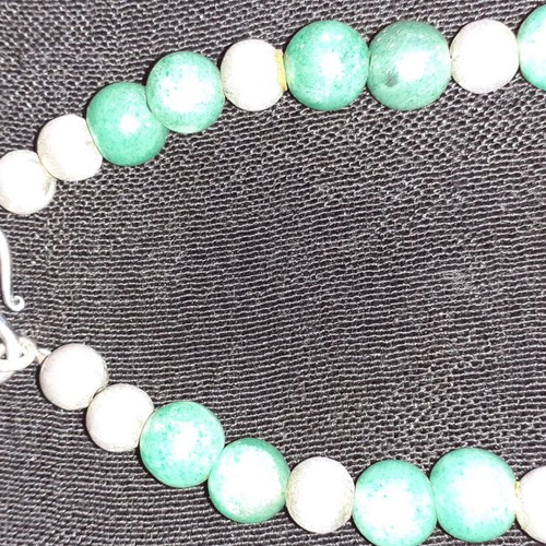 Silver pendant necklace used, replica of Theban coin with aventurine