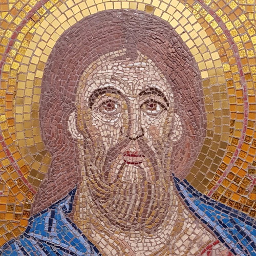 Jesus Christ mosaic new with gold and marble tesserae 50x50 cm