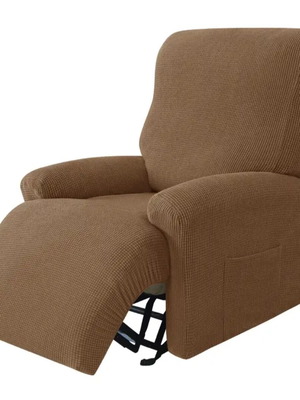 Elastic brown cover for recliner chair like new with side pocket