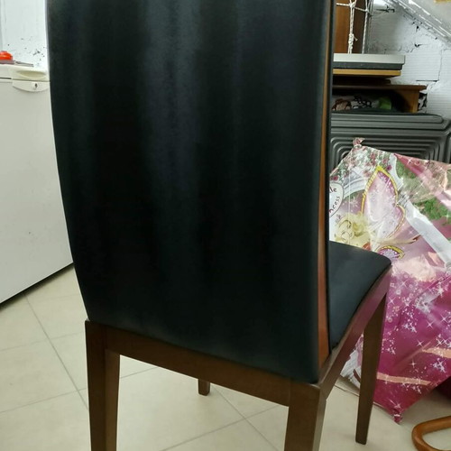 Chair solid walnut wood with leather like new