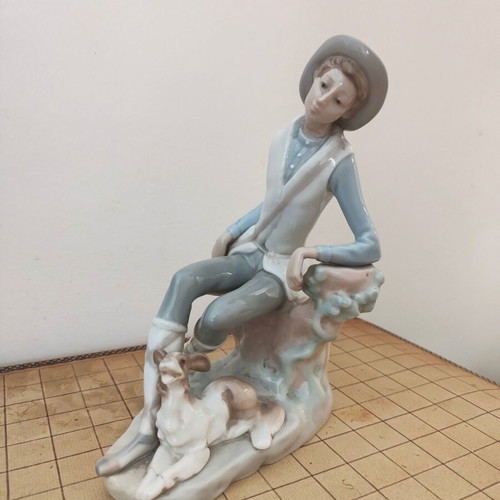 Lladró Boy with Dog porcelain figure refurbished