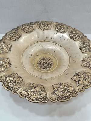 Vintage Επάργυρη Φρουτιέρα Μεταχειρισμένη Με Ανάγλυφο Σχέδιο Repoussé 27εκ.