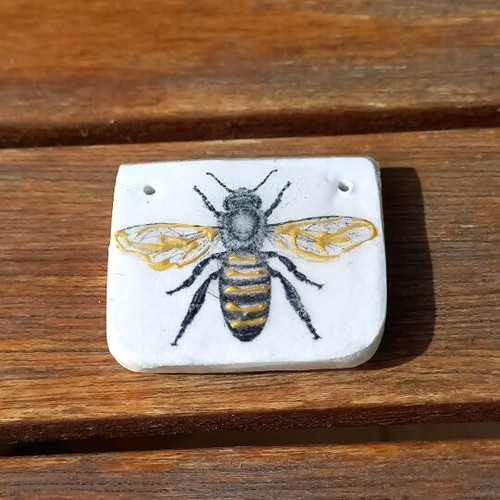 Ceramic charm new for bee lovers, 4.5x4cm black and gold