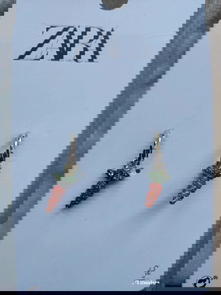 Zara σκουλαρίκια carrot shiny earrings cute shiny swarovski style δώρο Πάσχα