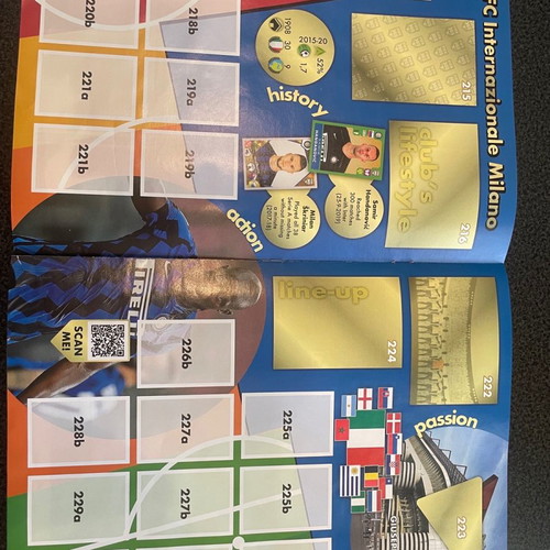 FIFA 365 album used with 5 attached stickers