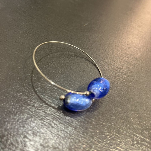 Handmade Murano glass bracelet like new with blue stones and silver frame
