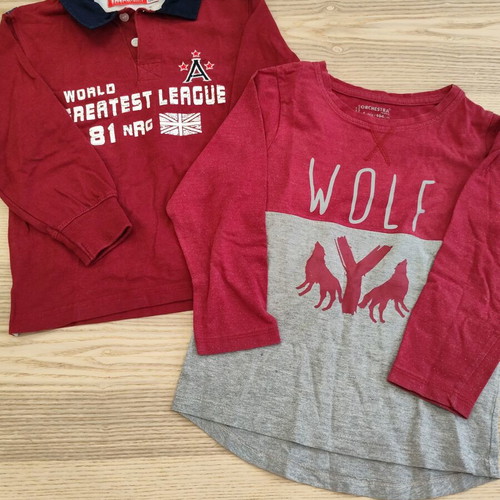 Energiers polo and Orchestra Wolf long sleeve shirts, 4 years